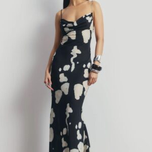 chiffon cowl camisole maxi dress