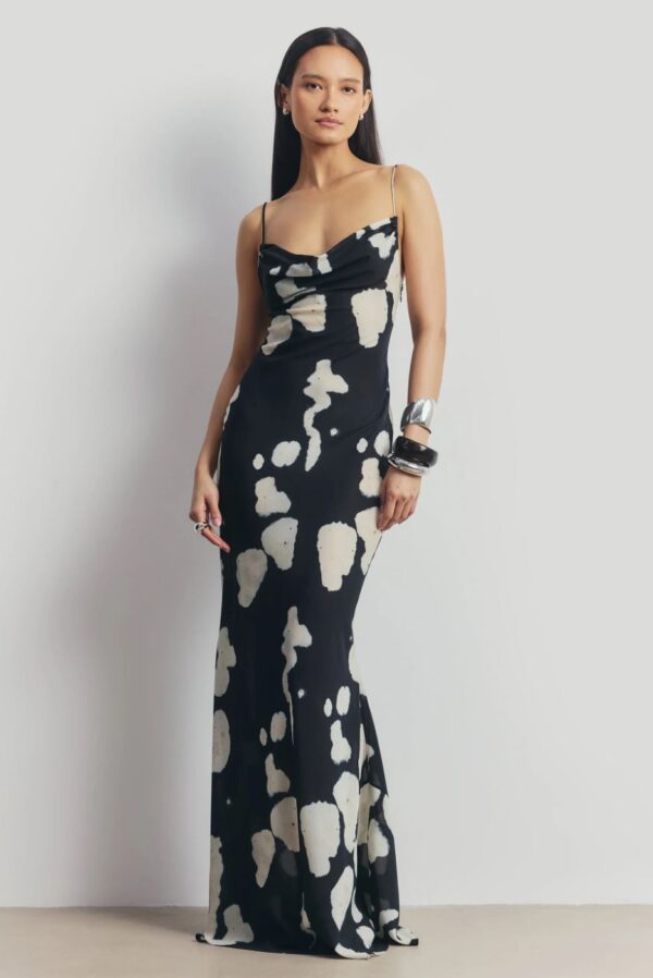 chiffon cowl camisole maxi dress