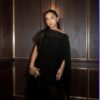 black embellished assymetrical set