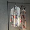 white floral silk set