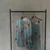 aqua floral silk set