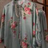 aqua floral silk set