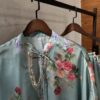 aqua floral silk set