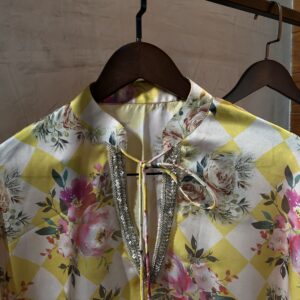 yellow floral silk set