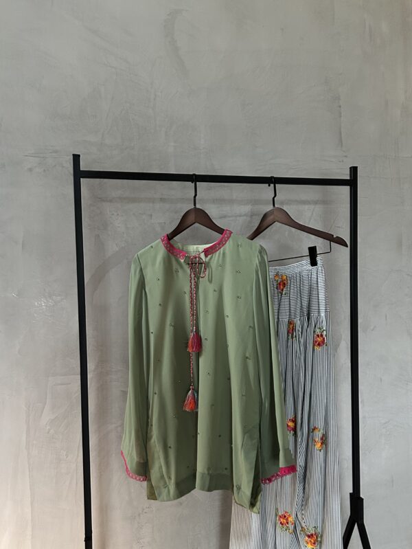 sage embellished set