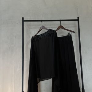 black embellished assymetrical set