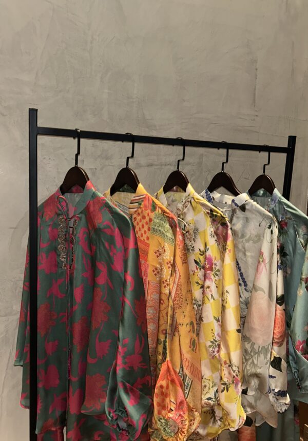 yellow floral silk set