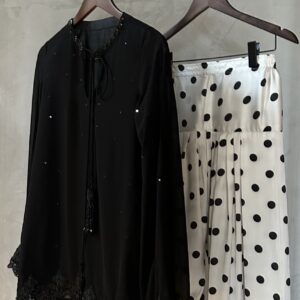 polka embellished silk set