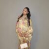 yellow floral silk set